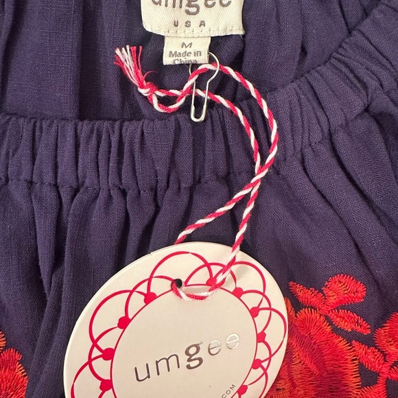 Umgee Navy Dress NWT Red Embroidery Off Shoulder Mini Summer Boho Festival Sz M - Picture 3 of 6